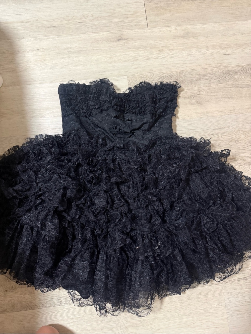 Vintage Betsey Johnson Size 12 Sheer Lace Velvet Ribbon Bows Goth Cupcake Dress